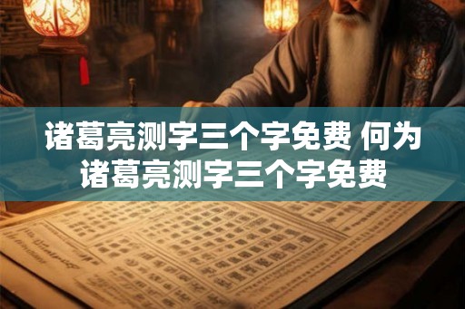 诸葛亮测字三个字免费 何为诸葛亮测字三个字免费