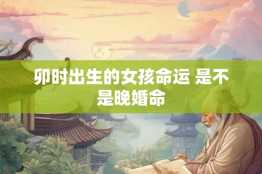 卯时出生的女孩命运 是不是晚婚命