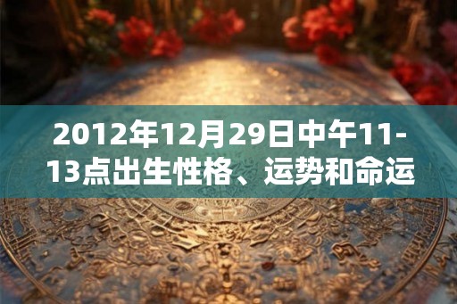 2012年12月29日中午11-13点出生性格、运势和命运