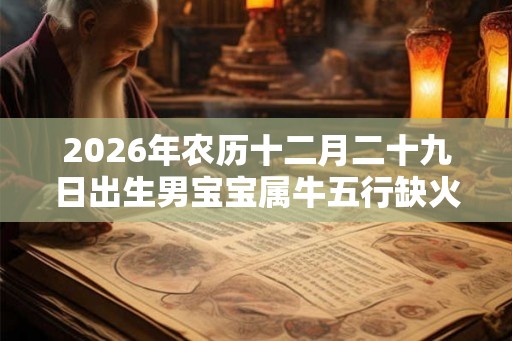 2026年农历十二月二十九日出生男宝宝属牛五行缺火起名