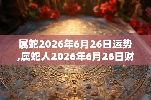 属蛇2026年6月26日运势,属蛇人2026年6月26日财运,生肖蛇2026年6月26日运势