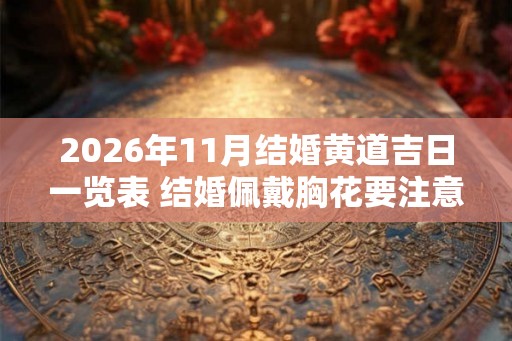 2026年11月结婚黄道吉日一览表 结婚佩戴胸花要注意