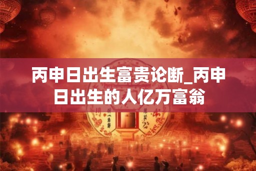 丙申日出生富贵论断_丙申日出生的人亿万富翁