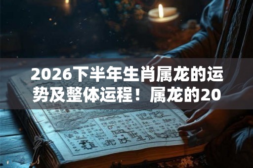 2026下半年生肖属龙的运势及整体运程!属龙的2026运势好吗 2026下半年生肖属龙的运势及整体运程!属龙的2026运势好吗