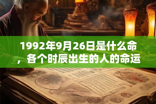 1992年9月26日是什么命，各个时辰出生的人的命运