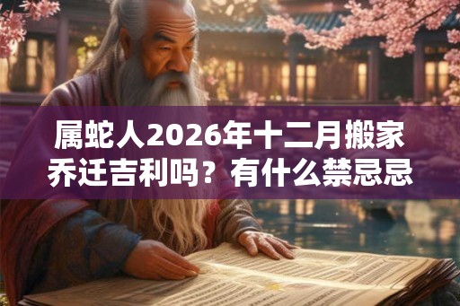 属蛇人2026年十二月搬家乔迁吉利吗？有什么禁忌忌讳？
