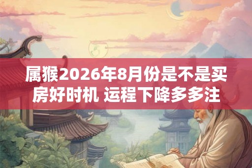 属猴2026年8月份是不是买房好时机 运程下降多多注意