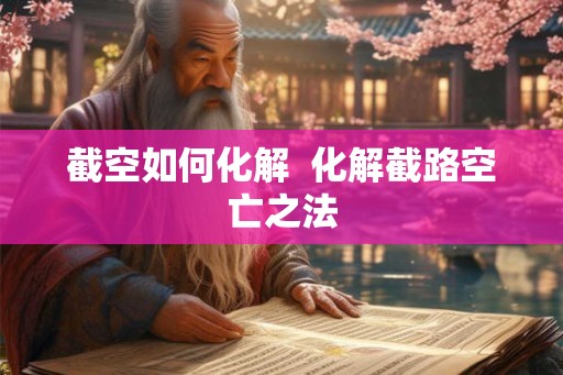 截空如何化解  化解截路空亡之法