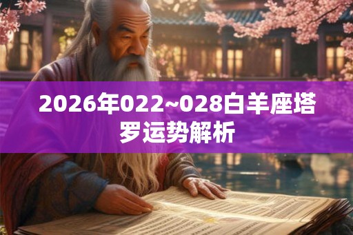 2026年022~028白羊座塔罗运势解析
