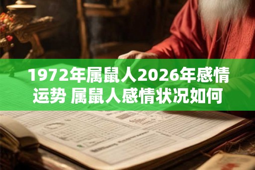 1972年属鼠人2026年感情运势 属鼠人感情状况如何