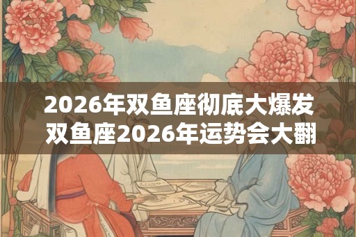 2026年双鱼座彻底大爆发 双鱼座2026年运势会大翻身吗