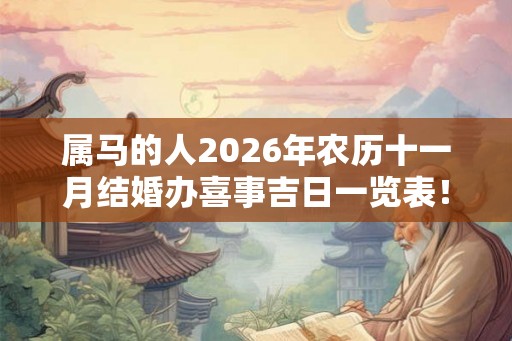 属马的人2026年农历十一月结婚办喜事吉日一览表！
