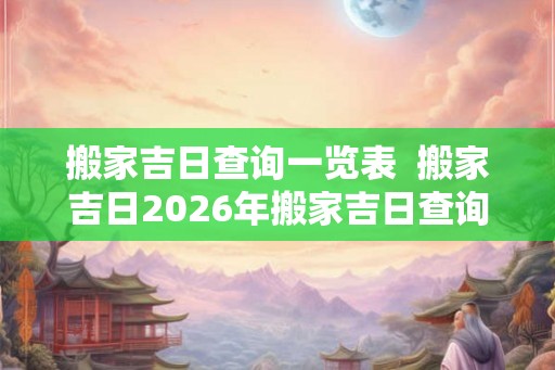 搬家吉日查询一览表  搬家吉日2026年搬家吉日查询