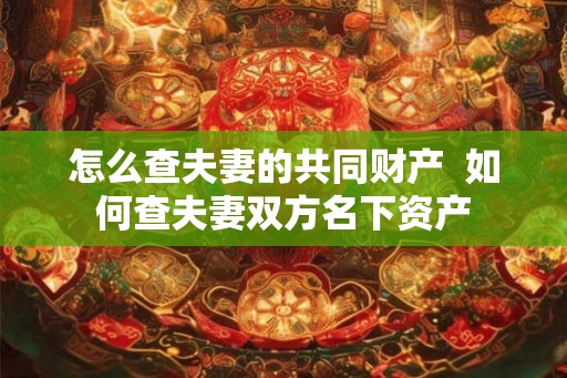 怎么查夫妻的共同财产  如何查夫妻双方名下资产
