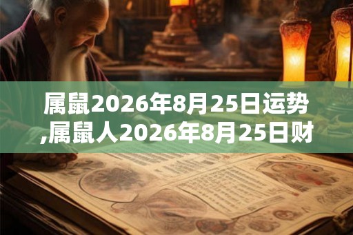 属鼠2026年8月25日运势,属鼠人2026年8月25日财运,生肖鼠2026年8月25日运势