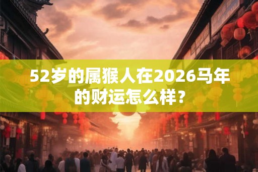 52岁的属猴人在2026马年的财运怎么样？