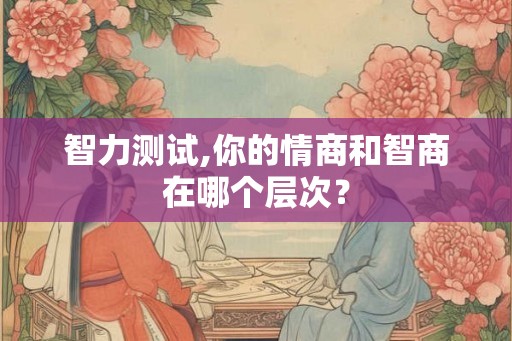 智力测试,你的情商和智商在哪个层次？
