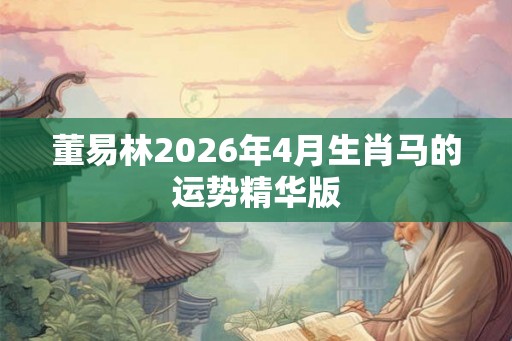 董易林2026年4月生肖马的运势精华版