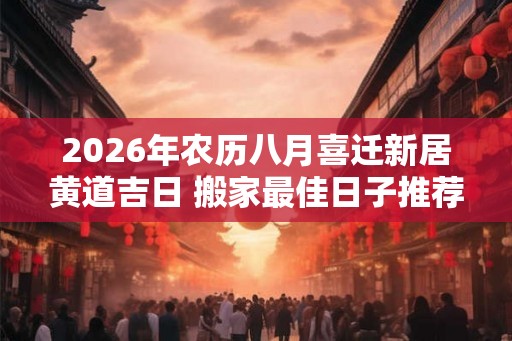 2026年农历八月喜迁新居黄道吉日 搬家最佳日子推荐