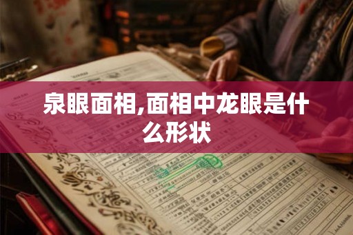 泉眼面相,面相中龙眼是什么形状