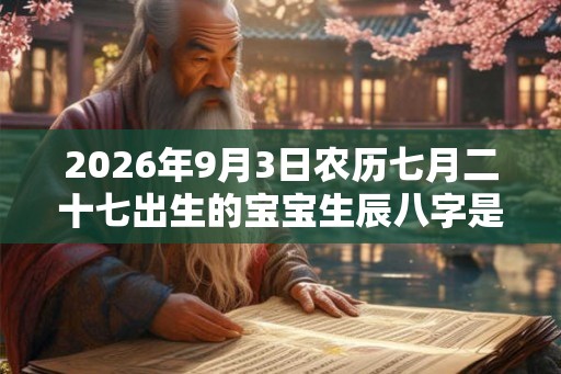 2026年9月3日农历七月二十七出生的宝宝生辰八字是什么 2026年9月3日农历七月二十七出生的宝宝生辰八字是什么