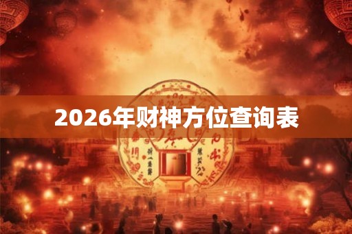 2026年财神方位查询表