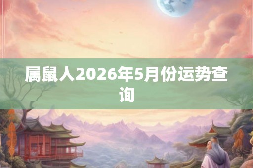 属鼠人2026年5月份运势查询