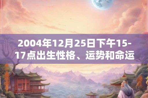 2004年12月25日下午15-17点出生性格、运势和命运