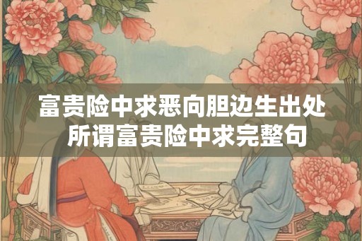 富贵险中求恶向胆边生出处 所谓富贵险中求完整句 富贵险中求恶向胆边生出处 所谓富贵险中求完整句