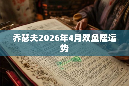乔瑟夫2026年4月双鱼座运势 乔瑟夫2026年4月双鱼座运势