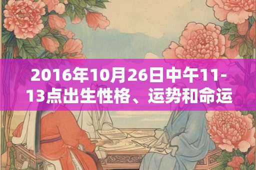 2016年10月26日中午11-13点出生性格、运势和命运