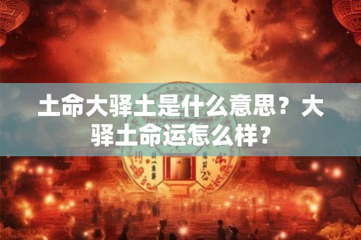 土命大驿土是什么意思?大驿土命运怎么样? 土命大驿土是什么意思?大驿土命运怎么样?