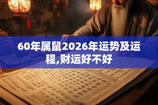 60年属鼠2026年运势及运程,财运好不好