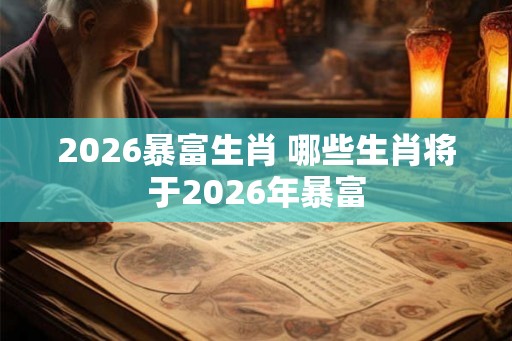 2026暴富生肖 哪些生肖将于2026年暴富