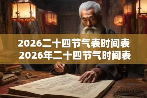 2026二十四节气表时间表 2026年二十四节气时间表是什么