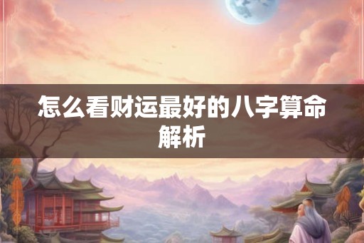怎么看财运最好的八字算命解析