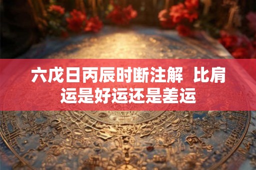 六戊日丙辰时断注解 比肩运是好运还是差运 六戊日丙辰时断注解 比肩运是好运还是差运