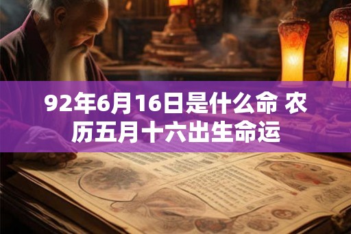 92年6月16日是什么命 农历五月十六出生命运