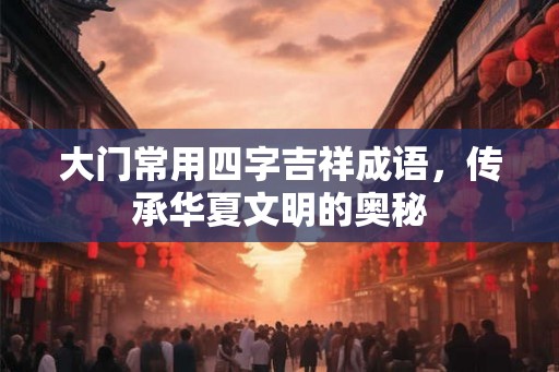 大门常用四字吉祥成语，传承华夏文明的奥秘