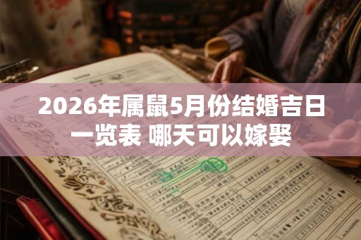2026年属鼠5月份结婚吉日一览表 哪天可以嫁娶