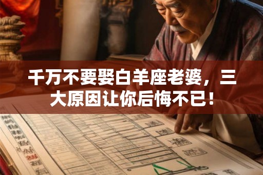 千万不要娶白羊座老婆，三大原因让你后悔不已！
