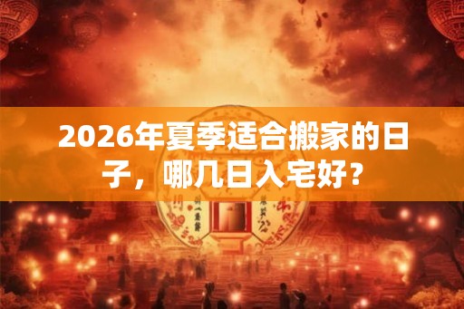 2026年夏季适合搬家的日子，哪几日入宅好？