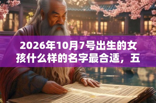 2026年10月7号出生的女孩什么样的名字最合适，五行属什么