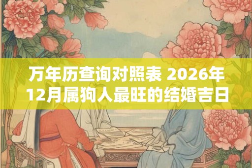 万年历查询对照表 2026年12月属狗人最旺的结婚吉日