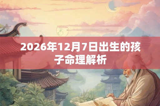 2026年12月7日出生的孩子命理解析