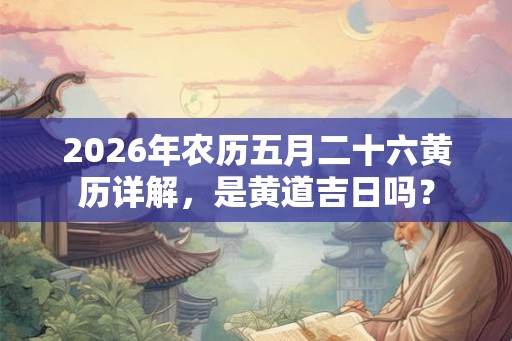 2026年农历五月二十六黄历详解，是黄道吉日吗？