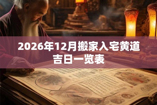 2026年12月搬家入宅黄道吉日一览表