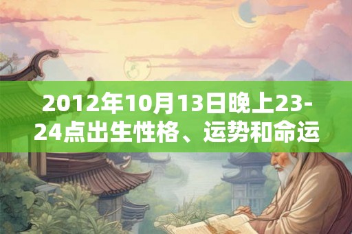 2012年10月13日晚上23-24点出生性格、运势和命运