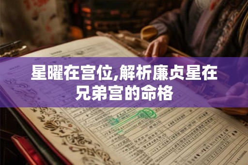 星曜在宫位,解析廉贞星在兄弟宫的命格