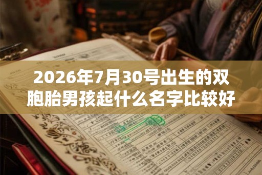 2026年7月30号出生的双胞胎男孩起什么名字比较好，五行属什么